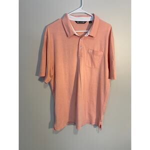 Travis Mathew Polo Orange Striped Mens Sz XL Shirt Pima Cotton Blend